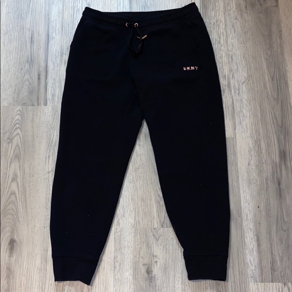 DKNY black and rose gold jogger sweatpants